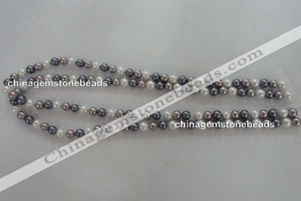 CSB1010 15.5 inches 6mm round mixed color shell pearl beads