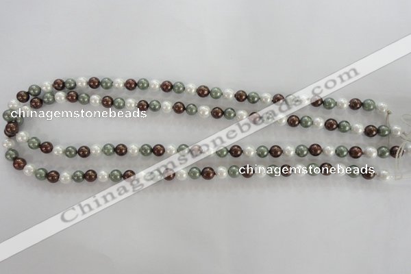 CSB1012 15.5 inches 6mm round mixed color shell pearl beads