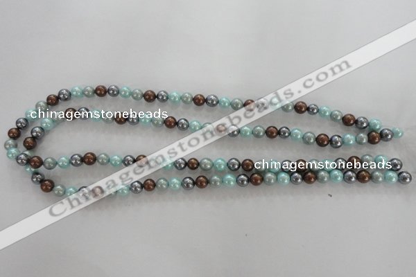 CSB1013 15.5 inches 6mm round mixed color shell pearl beads