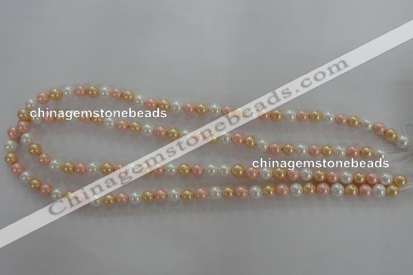 CSB1014 15.5 inches 6mm round mixed color shell pearl beads