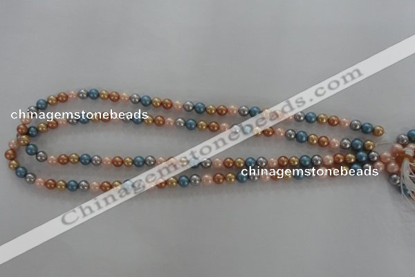 CSB1015 15.5 inches 6mm round mixed color shell pearl beads