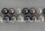 CSB1030 15.5 inches 8mm round mixed color shell pearl beads