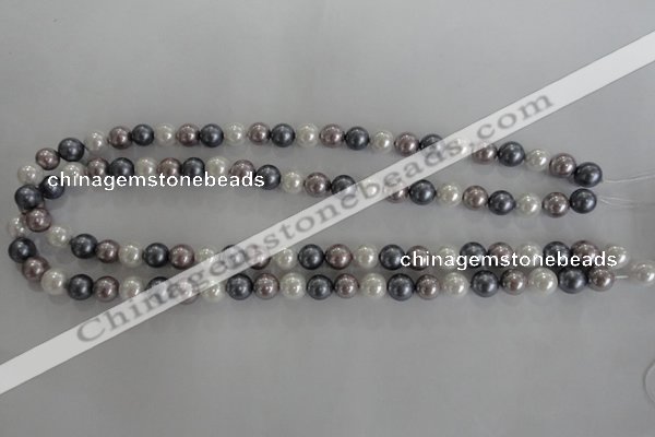 CSB1030 15.5 inches 8mm round mixed color shell pearl beads