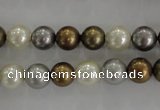 CSB1032 15.5 inches 8mm round mixed color shell pearl beads