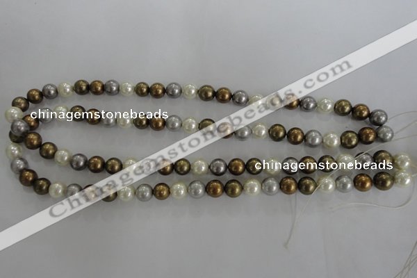 CSB1032 15.5 inches 8mm round mixed color shell pearl beads