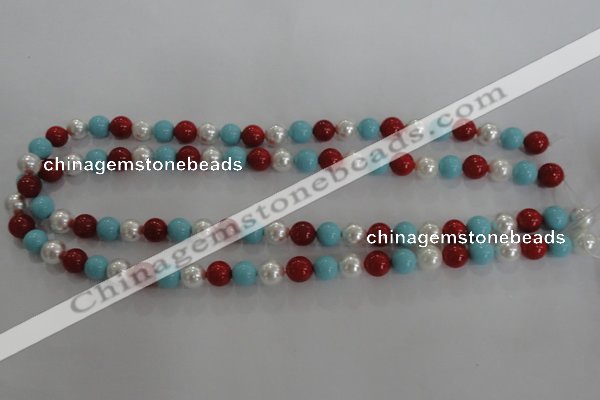 CSB1033 15.5 inches 8mm round mixed color shell pearl beads