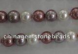 CSB1036 15.5 inches 8mm round mixed color shell pearl beads