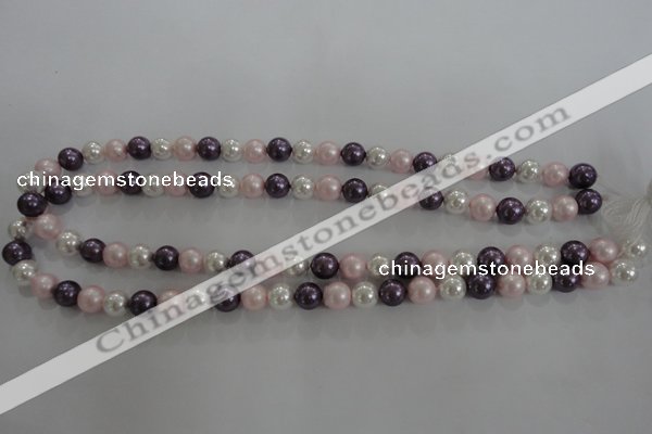 CSB1037 15.5 inches 8mm round mixed color shell pearl beads