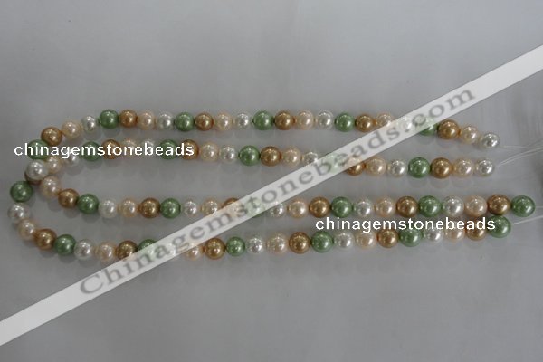 CSB1039 15.5 inches 8mm round mixed color shell pearl beads