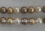 CSB1040 15.5 inches 8mm round mixed color shell pearl beads