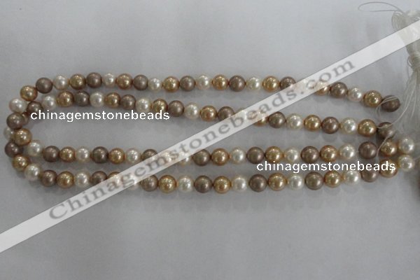 CSB1040 15.5 inches 8mm round mixed color shell pearl beads