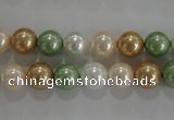 CSB1043 15.5 inches 8mm round mixed color shell pearl beads