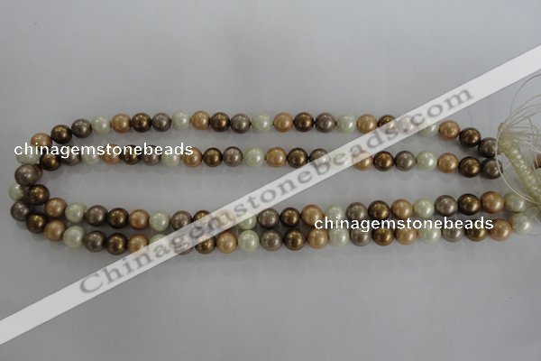 CSB1044 15.5 inches 8mm round mixed color shell pearl beads