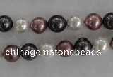 CSB1045 15.5 inches 8mm round mixed color shell pearl beads