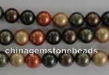 CSB1046 15.5 inches 8mm round mixed color shell pearl beads