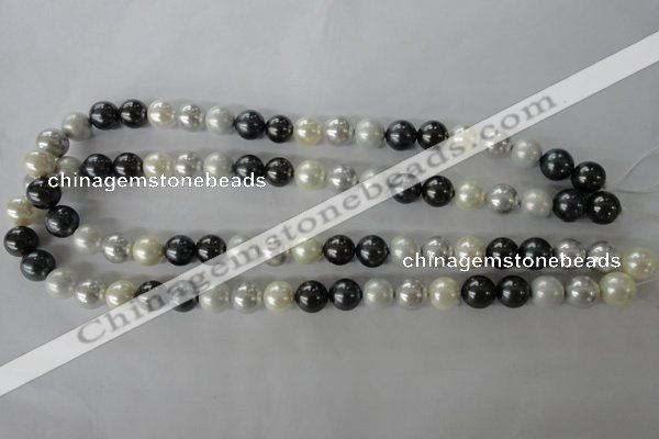 CSB1051 15.5 inches 10mm round mixed color shell pearl beads