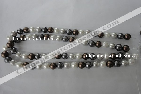 CSB1054 15.5 inches 10mm round mixed color shell pearl beads