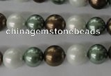 CSB1055 15.5 inches 10mm round mixed color shell pearl beads