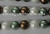 CSB1055 15.5 inches 10mm round mixed color shell pearl beads