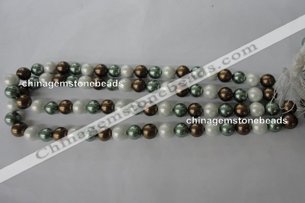 CSB1055 15.5 inches 10mm round mixed color shell pearl beads