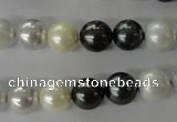 CSB1056 15.5 inches 10mm round mixed color shell pearl beads