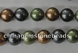 CSB1057 15.5 inches 10mm round mixed color shell pearl beads