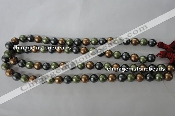 CSB1057 15.5 inches 10mm round mixed color shell pearl beads