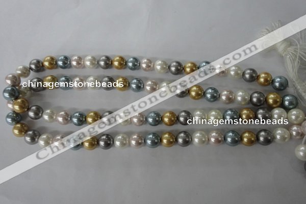 CSB1058 15.5 inches 10mm round mixed color shell pearl beads