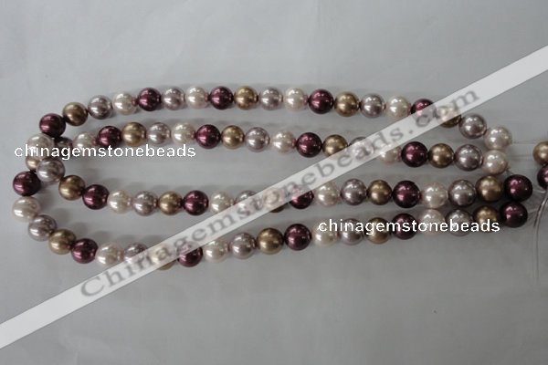 CSB1059 15.5 inches 10mm round mixed color shell pearl beads