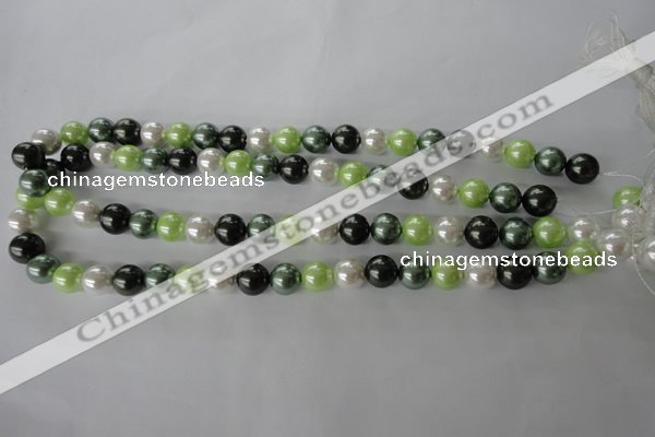 CSB1060 15.5 inches 10mm round mixed color shell pearl beads