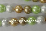 CSB1062 15.5 inches 10mm round mixed color shell pearl beads