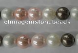 CSB1065 15.5 inches 10mm round mixed color shell pearl beads