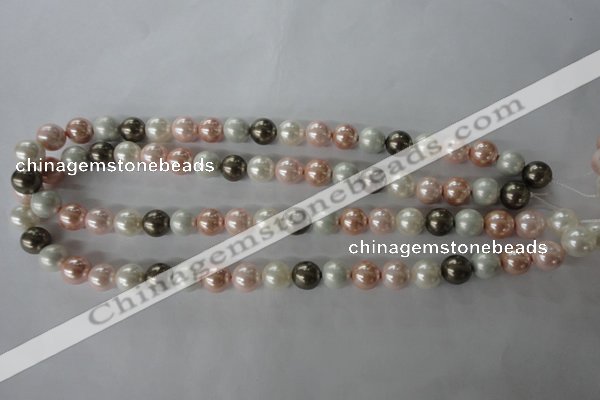 CSB1065 15.5 inches 10mm round mixed color shell pearl beads