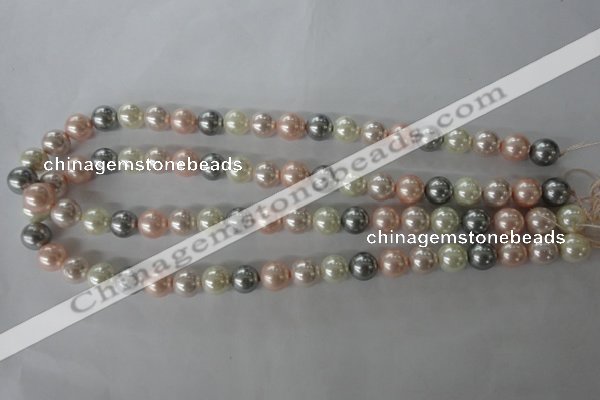 CSB1066 15.5 inches 10mm round mixed color shell pearl beads