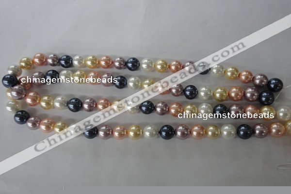 CSB1067 15.5 inches 10mm round mixed color shell pearl beads