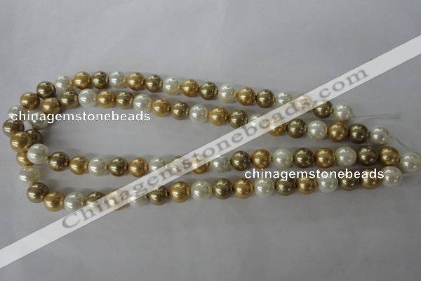 CSB1068 15.5 inches 10mm round mixed color shell pearl beads