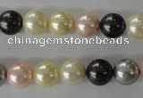 CSB1071 15.5 inches 10mm round mixed color shell pearl beads