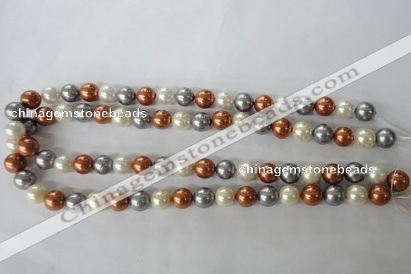 CSB1073 15.5 inches 10mm round mixed color shell pearl beads