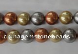 CSB1074 15.5 inches 10mm round mixed color shell pearl beads