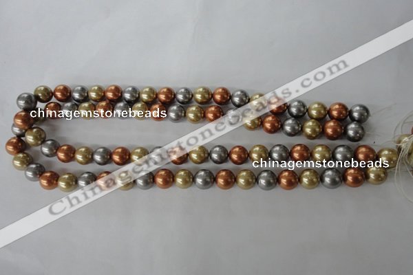 CSB1074 15.5 inches 10mm round mixed color shell pearl beads