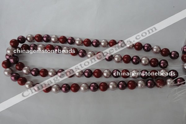 CSB1076 15.5 inches 10mm round mixed color shell pearl beads