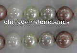 CSB1080 15.5 inches 12mm round mixed color shell pearl beads