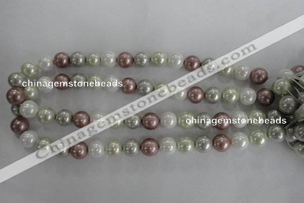 CSB1080 15.5 inches 12mm round mixed color shell pearl beads