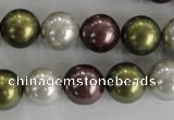 CSB1081 15.5 inches 12mm round mixed color shell pearl beads