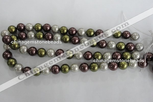 CSB1081 15.5 inches 12mm round mixed color shell pearl beads