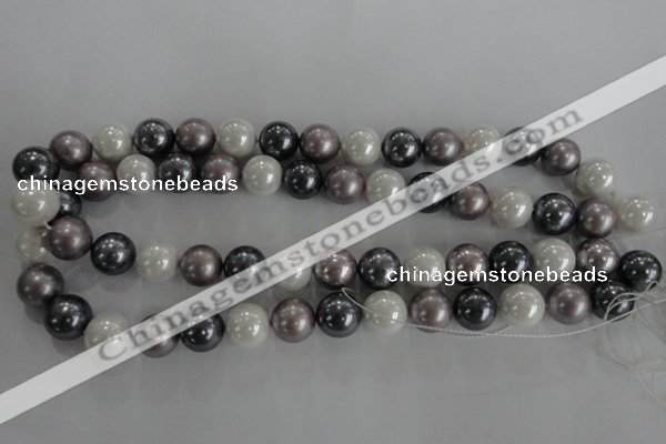 CSB1082 15.5 inches 12mm round mixed color shell pearl beads