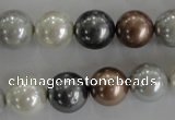 CSB1084 15.5 inches 12mm round mixed color shell pearl beads