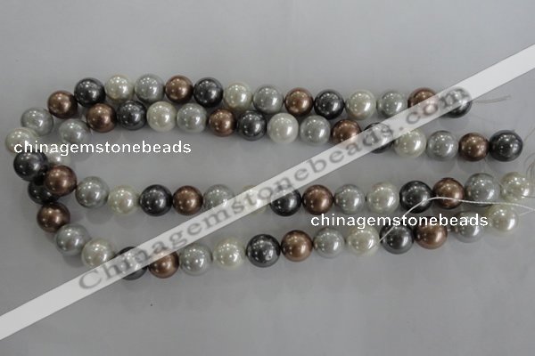 CSB1084 15.5 inches 12mm round mixed color shell pearl beads