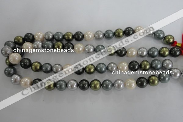 CSB1086 15.5 inches 12mm round mixed color shell pearl beads