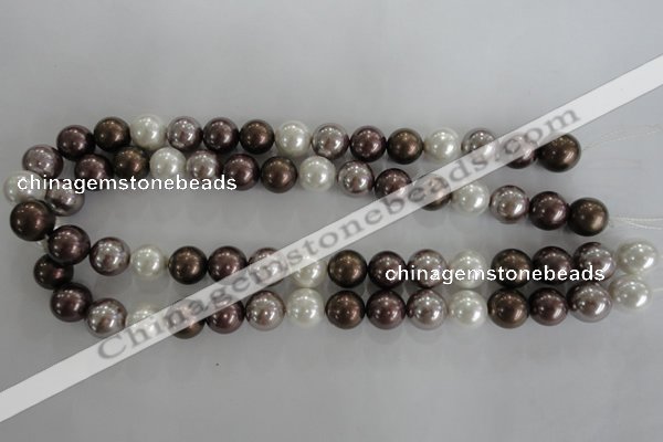 CSB1087 15.5 inches 12mm round mixed color shell pearl beads